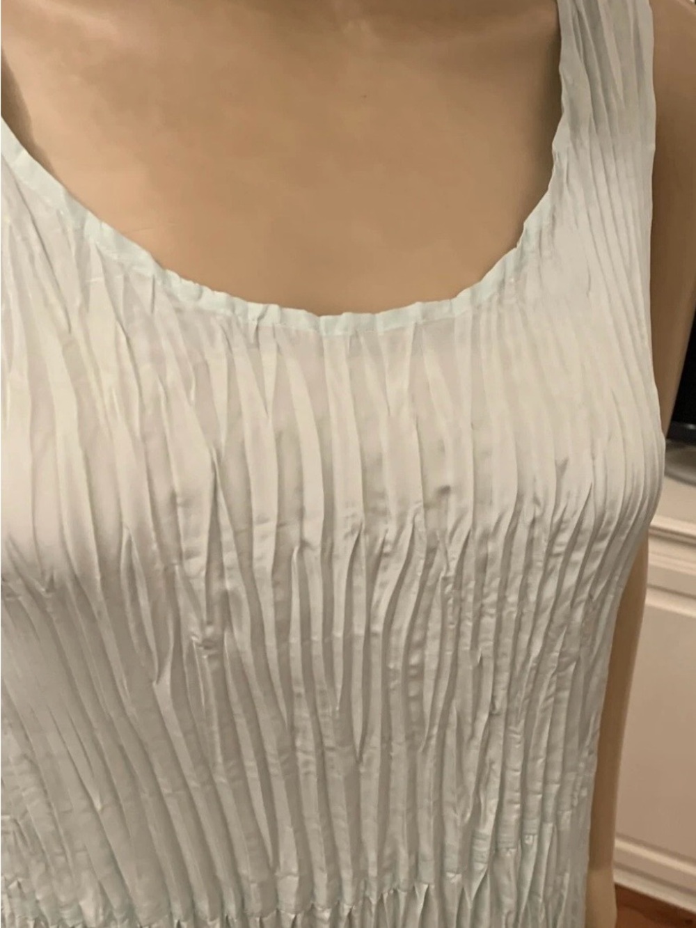 Eileen Fisher Mint Green Sleeveless Tiered Midi Dress XS - Picture 8 of 10